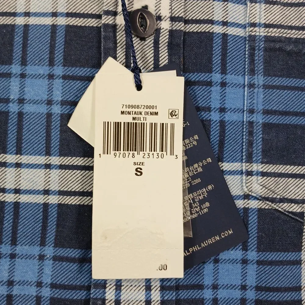 Polo Ralph Lauren Flannel Shirt‎ Mens Small Montauk Blue Classic-Fit Plaid $168
